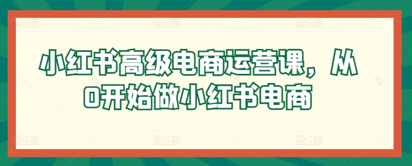 小红书高级电商运营课，从0开始做小红书电商-失落博客