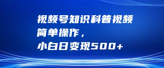 视频号知识科普视频，简单操作，小白日变现500+【揭秘】-失落博客