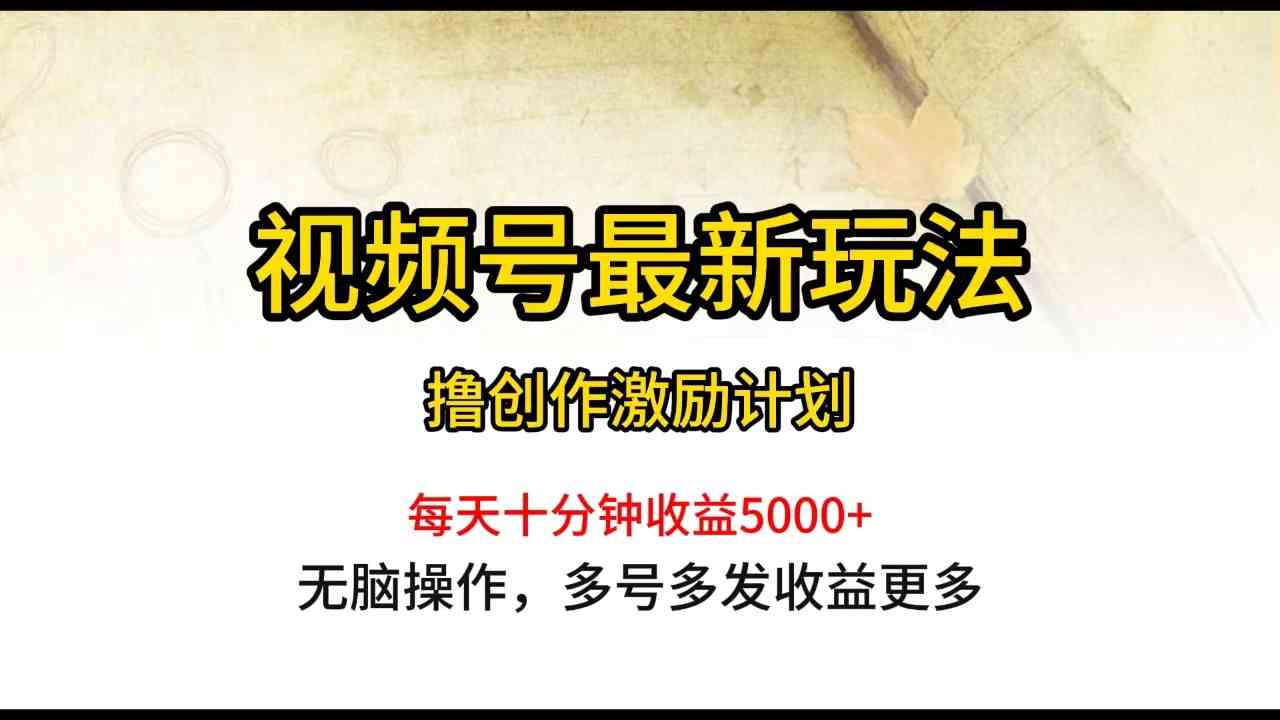 （10087期）视频号最新玩法，每日一小时月入5000+-失落博客