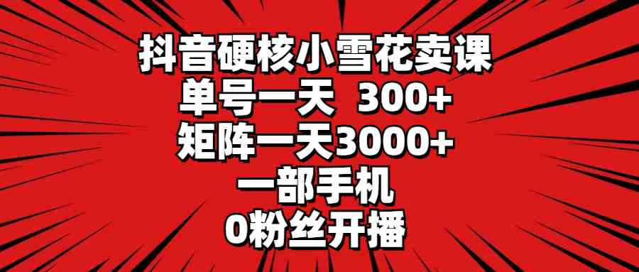 （9551期）抖音硬核小雪花卖课，单号一天300+，矩阵一天3000+，一部手机0粉丝开播-失落博客