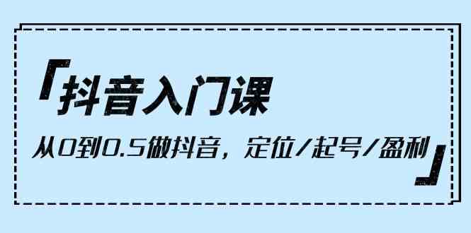 （10076期）抖音入门课，从0到0.5做抖音，定位/起号/盈利（9节课）-失落博客