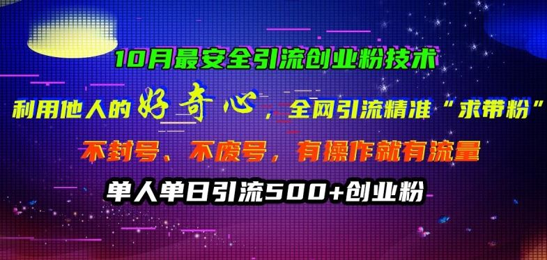 10月最安全引流创业粉技术，利用他人的好奇心全网引流精准“求带粉”不封号、不废号【揭秘】-失落博客