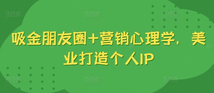 吸金朋友圈+营销心理学，美业打造个人IP-失落博客