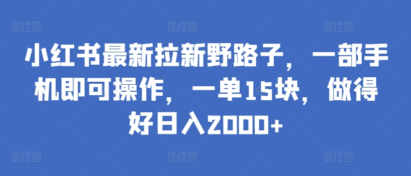 小红书最新拉新野路子，一部手机即可操作，一单15块，做得好日入2000+-失落博客