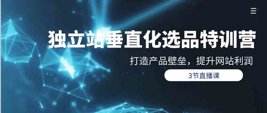 独立站垂直化选品训练营，打造产品壁垒，提升网站利润（3节直播课）-失落博客