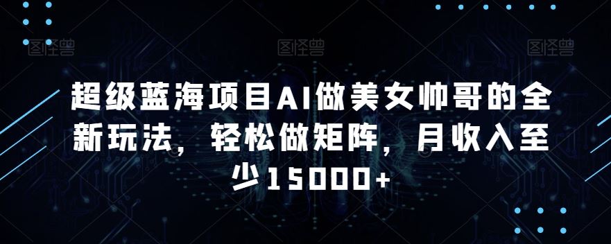 蓝海项目AI做美女帅哥的全新玩法，轻松做矩阵，月收入至少15000+-失落博客