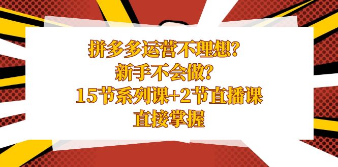 拼多多运营不理想？新手不会做？15节系列课+2节直播课，直接掌握-失落博客