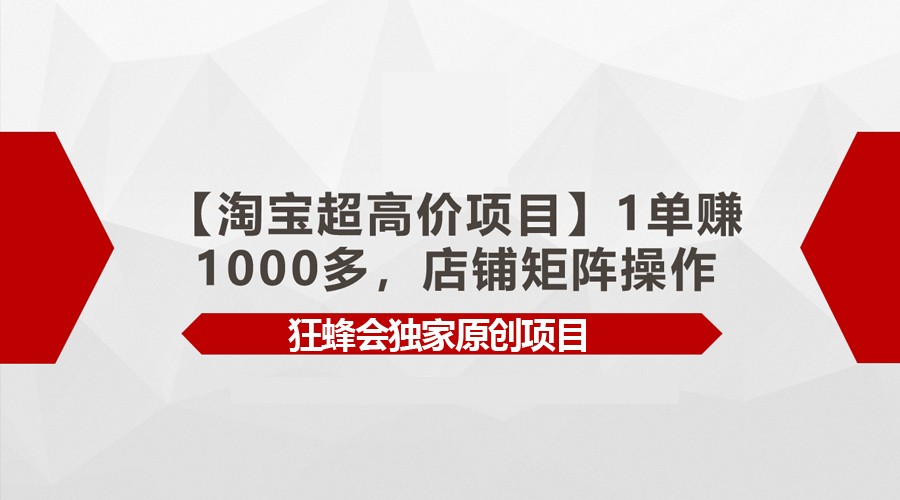 【淘宝超高价项目】1单赚1000多，店铺矩阵操作-失落博客