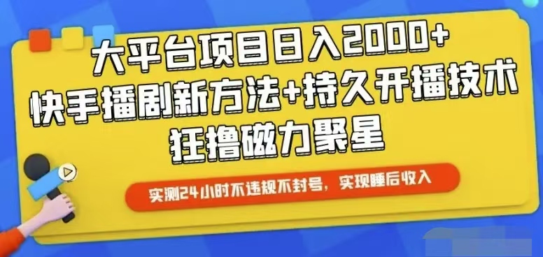 （10694期）快手24小时无人直播，真正实现睡后收益-失落博客