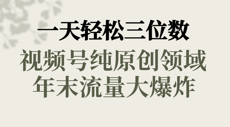 一天轻松三位数，视频号纯原创领域，春节童子送祝福，年末流量大爆炸，-失落博客