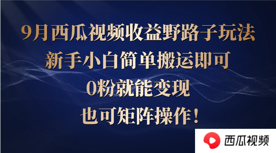西瓜视频收益野路子玩法，新手小白简单搬运即可，0粉就能变现，也可矩…-失落博客