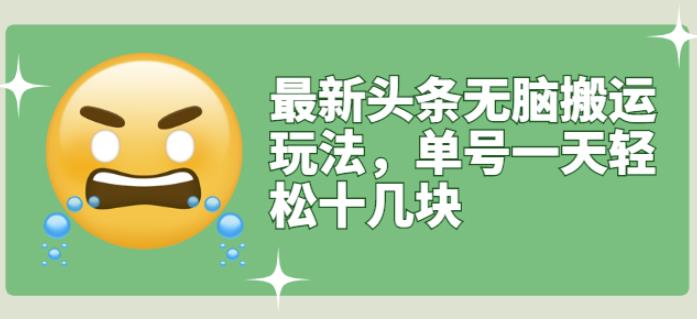 最新头条无脑搬运玩法，单号一天轻松十几块【视频教程+搬运软件】￼-失落博客