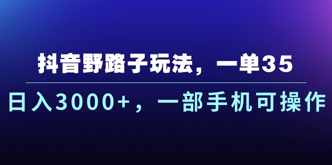 抖音野路子玩法，一单35.日入3000+，一部手机可操作-失落博客